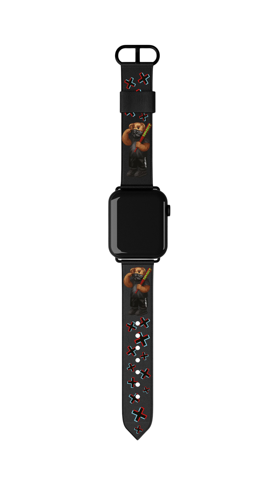 Шкіряний ремінець для Apple Watch 38|40|41 або 42|44|45|49 mm з принтом Bear Concept