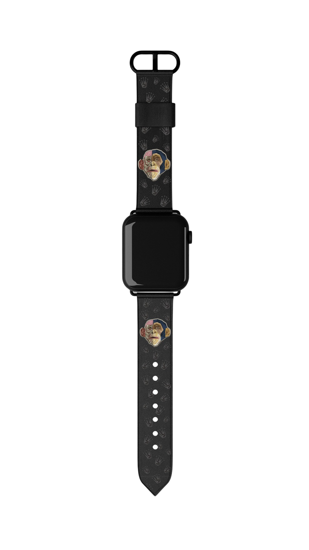 Шкіряний ремінець для Apple Watch 38|40|41 або 42|44|45|49 mm з принтом Monkey Skull