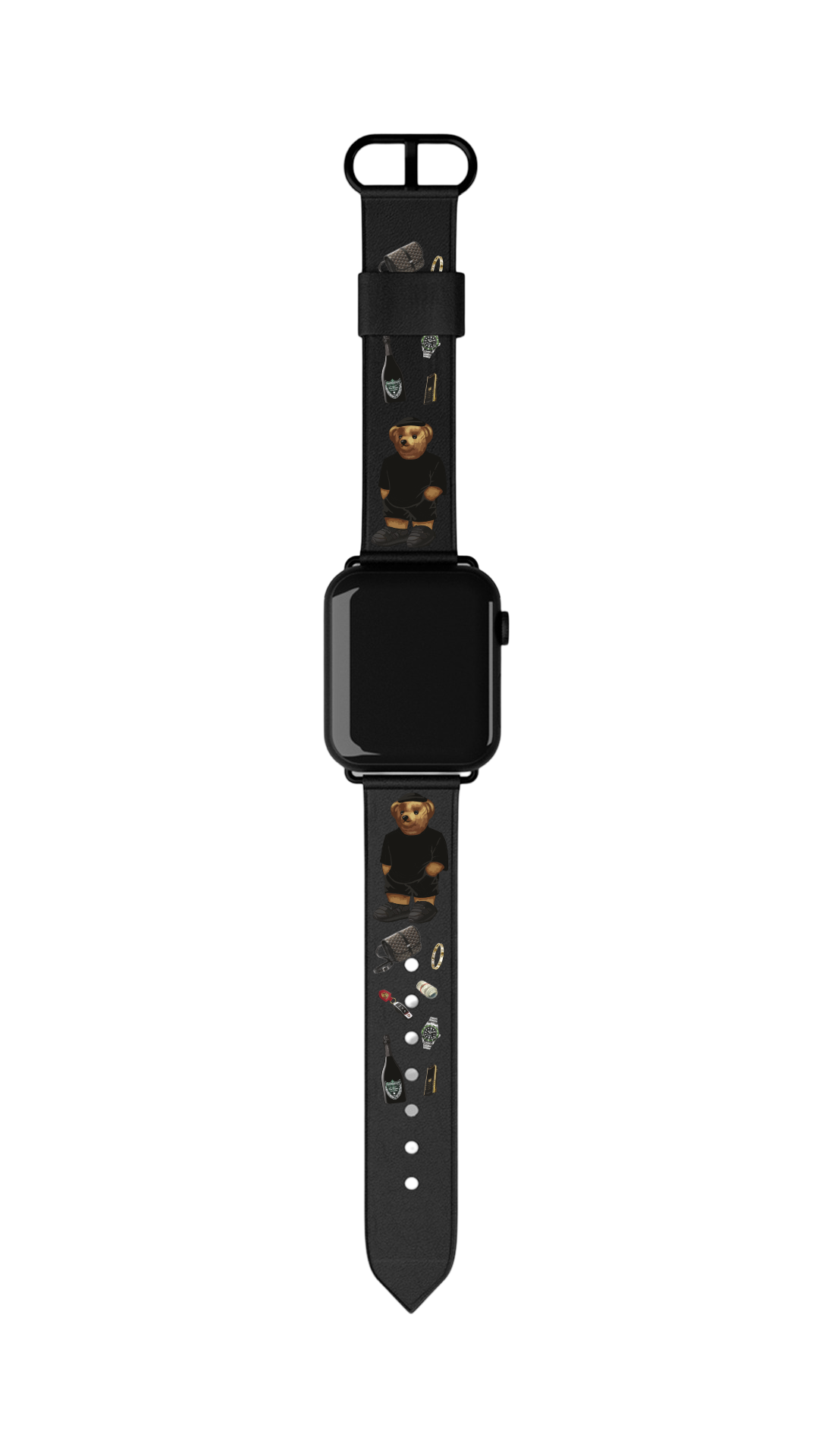 Шкіряний ремінець для Apple Watch 38|40|41 або 42|44|45|49 mm з принтом Bear Tema