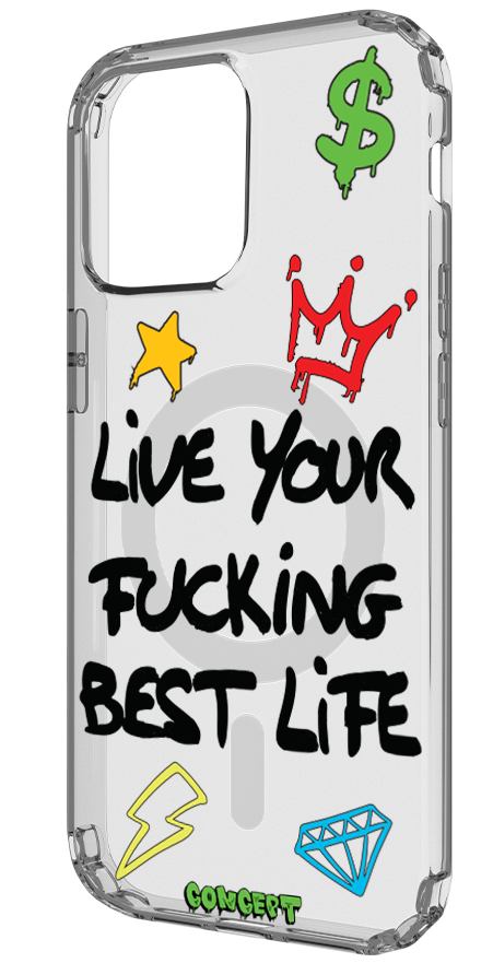 Чохол з принтом Live your fucking best live для iPhone 13 | 13 Mini | 13 Pro | 13 Pro Max