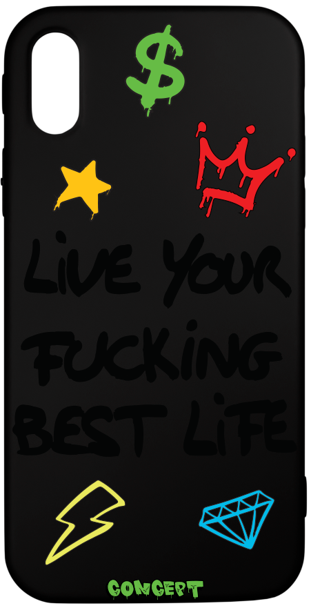 Чохол з принтом Live your fucking best live для iPhone X | XS | XR | XS Max