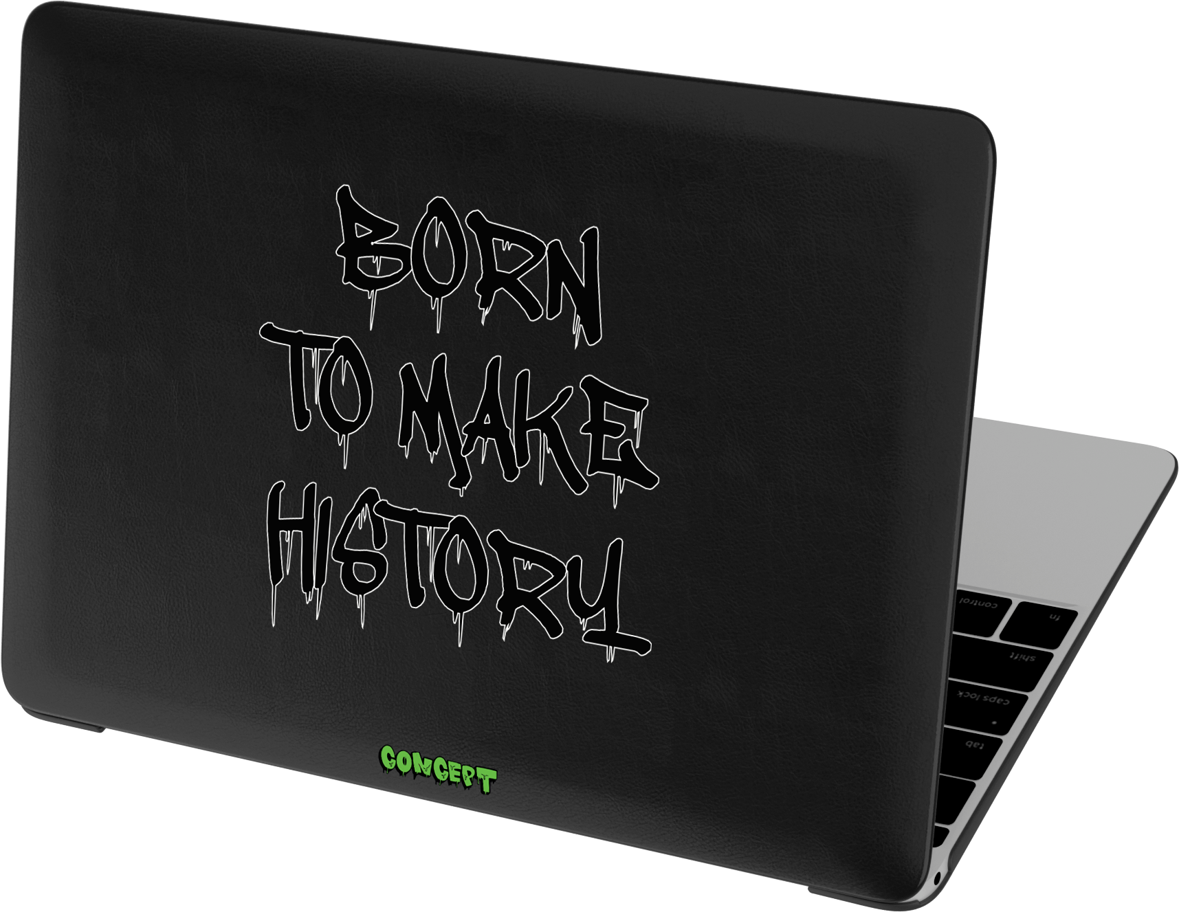 Шкіряний чохол-накладка з принтом Born to make history (black) для MacBook Air 13 (2018-2021 M1)