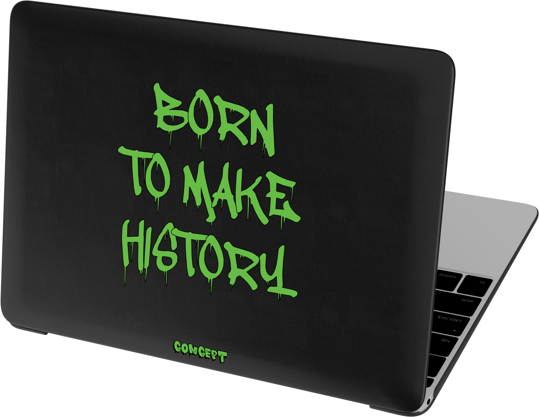 Шкіряний чохол-накладка з принтом Born to make history (green) для MacBook Air 13 (2018-2021 M1)