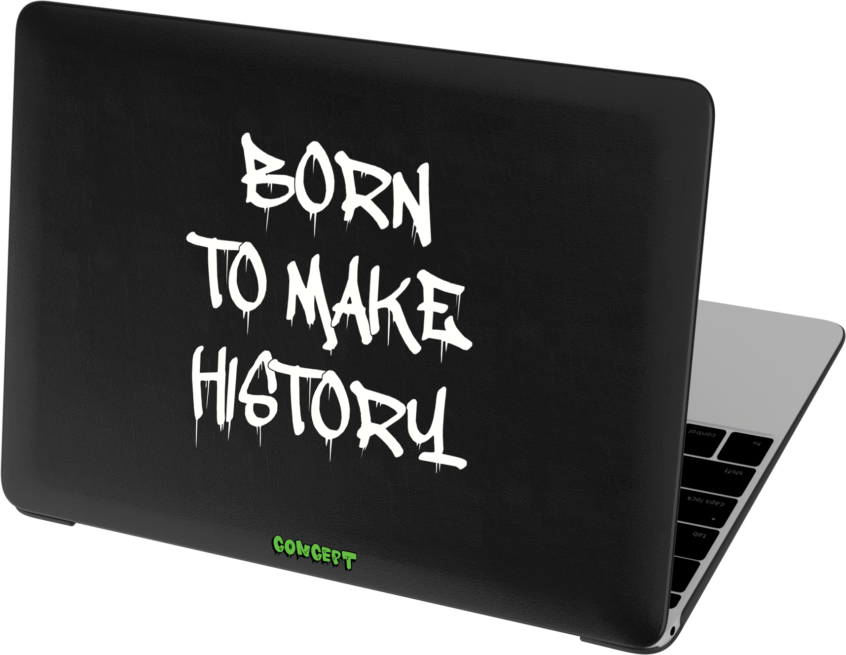 Шкіряний чохол-накладка з принтом Born to make history (white) для MacBook Air 13 (2018-2021 M1)