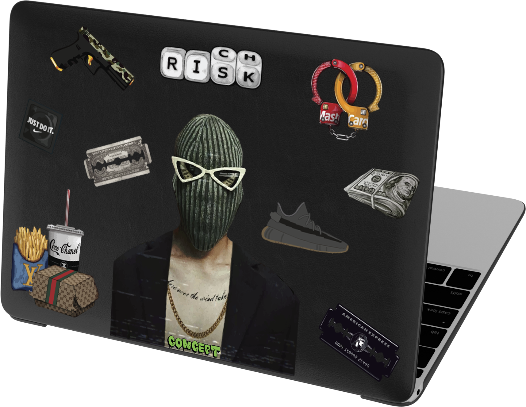 Шкіряний чохол-накладка з принтом Rich risk для MacBook Air 13.6 (2022 M2)