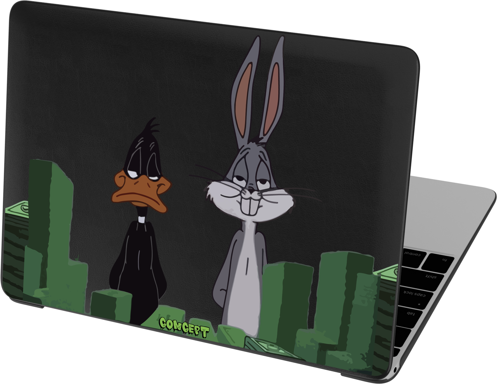 Шкіряний чохол-накладка з принтом Bugs Bunny & Daffy Duck для MacBook Pro 14 (2021-2023 M1 M2 M3)