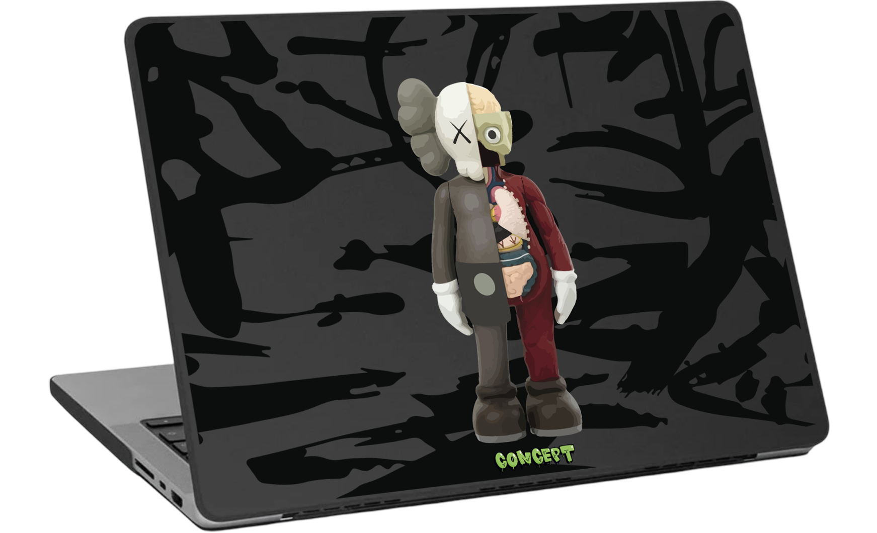 Шкіряний чохол-накладка з принтом Kaws для MacBook Air 13 (2018-2021 M1)