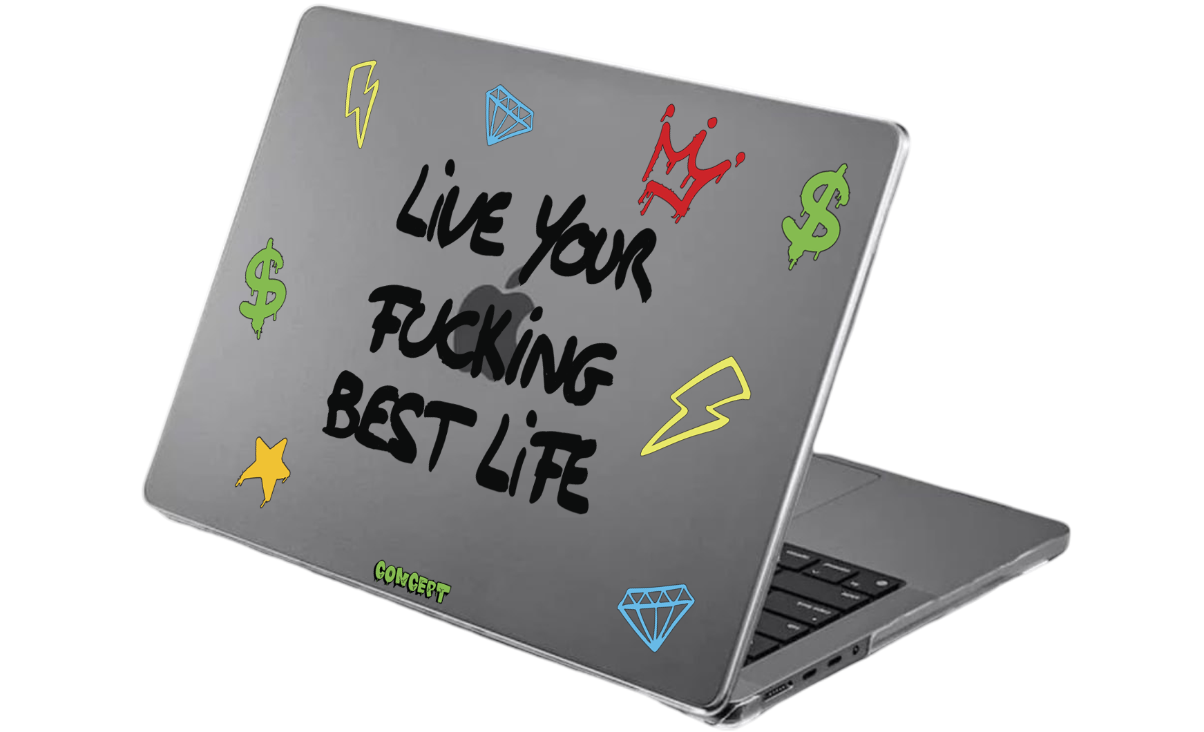 Шкіряний чохол-накладка з принтом Live your fucking best live для MacBook Air 13 (2018-2021 M1)