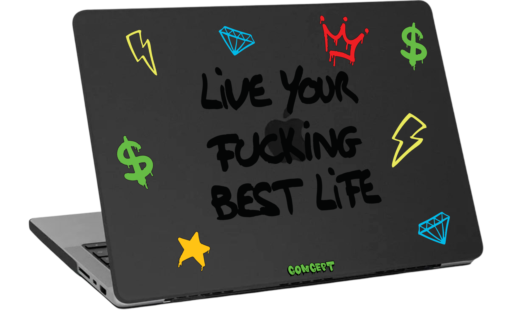 Шкіряний чохол-накладка з принтом Live your fucking best live для MacBook Air 13 (2018-2021 M1)