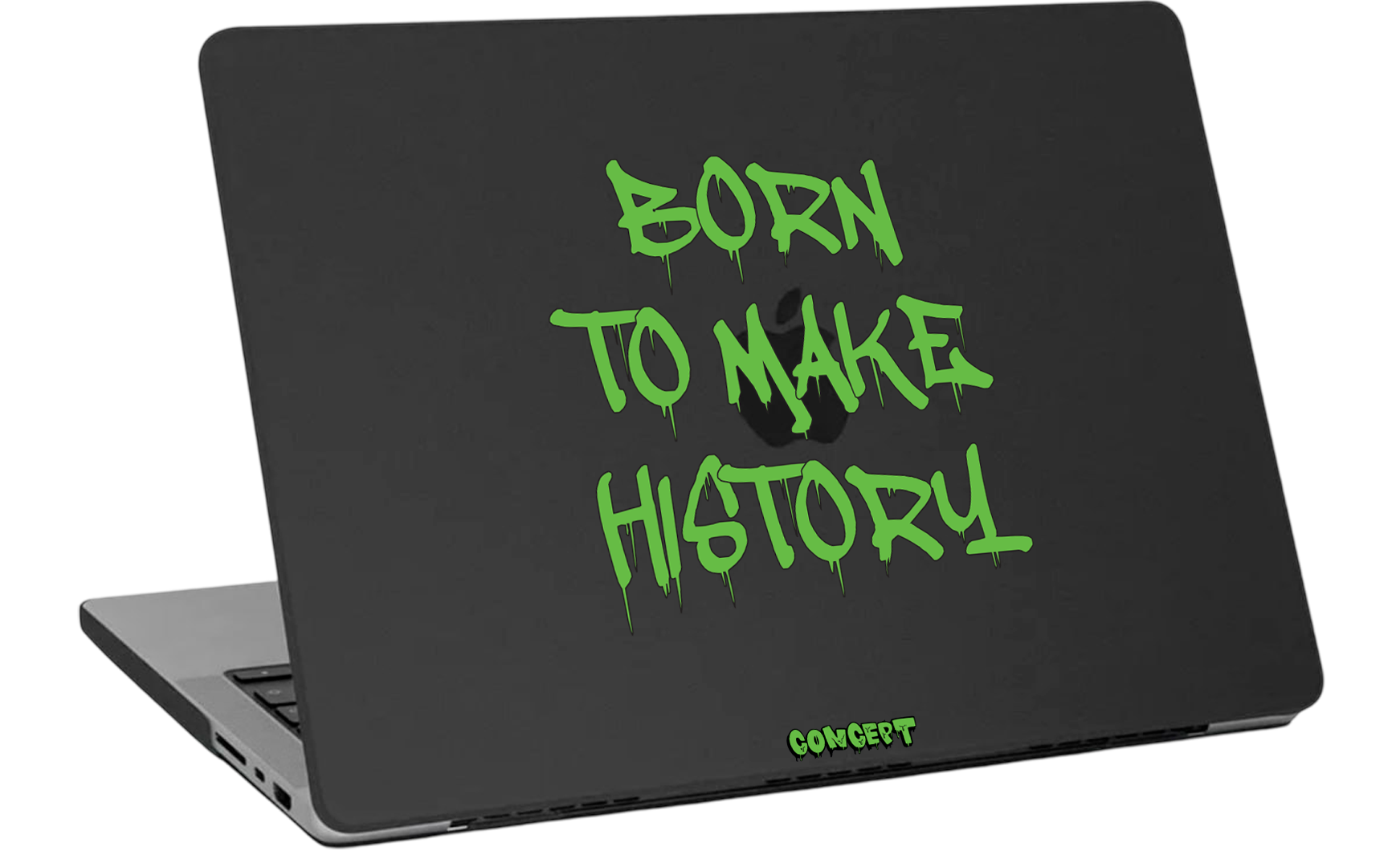 Шкіряний чохол-накладка з принтом Born to make history (green) для MacBook Pro 15 Retina (2012-2015)