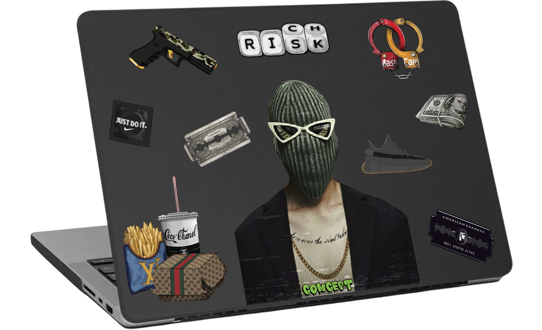 Шкіряний чохол-накладка з принтом Rich risk для MacBook Air 13.6 (2022 M2)