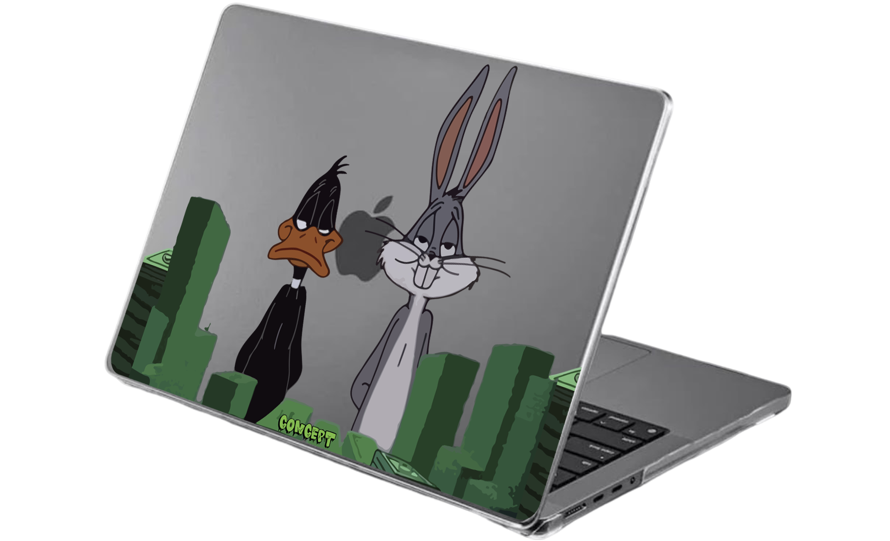 Шкіряний чохол-накладка з принтом Bugs Bunny & Daffy Duck для MacBook Pro 14 (2021-2023 M1 M2 M3)