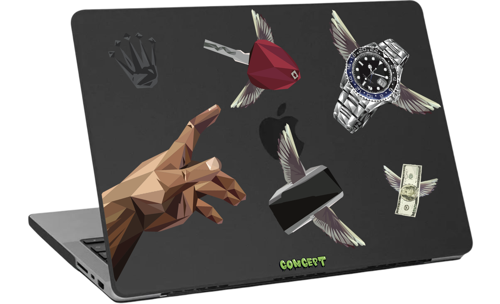 Шкіряний чохол-накладка з принтом Hands Luxury для MacBook 12 (2015-2017)