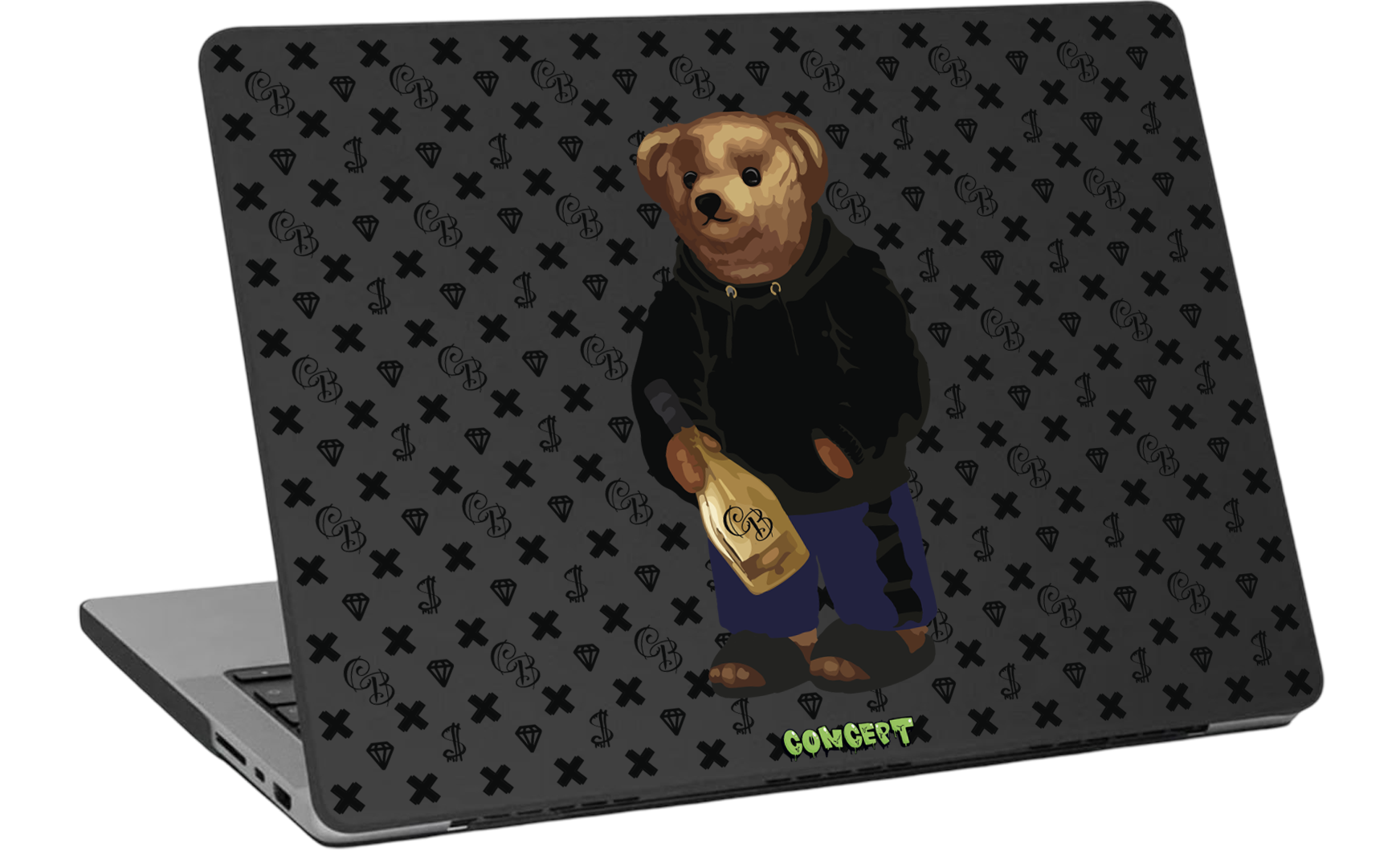 Шкіряний чохол-накладка з принтом Bear Champange для MacBook Pro 15 (2016-2019)