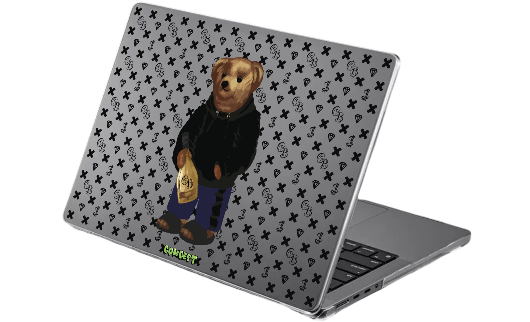 Шкіряний чохол-накладка з принтом Bear Champange для MacBook Pro 15 (2016-2019)