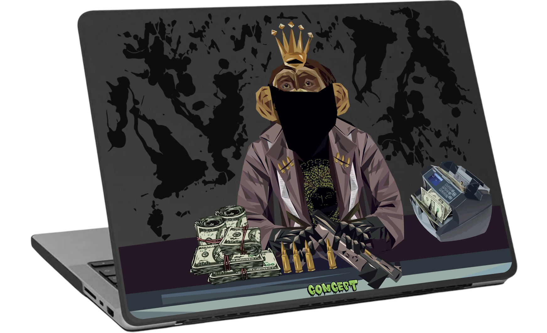 Шкіряний чохол-накладка з принтом Monkey Skull для MacBook Pro 15 (2016-2019)