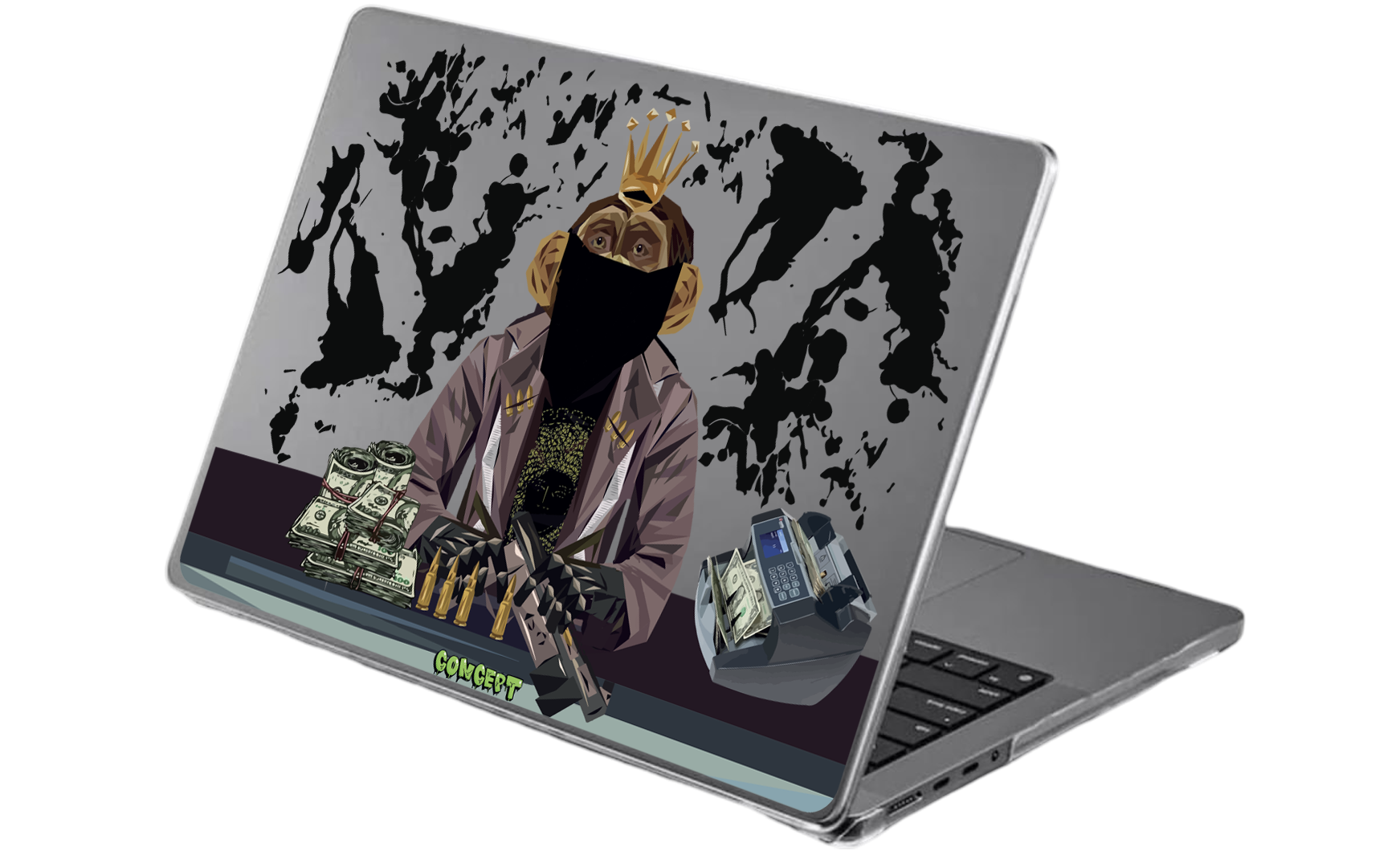 Шкіряний чохол-накладка з принтом Monkey Skull для MacBook Pro 15 (2016-2019)