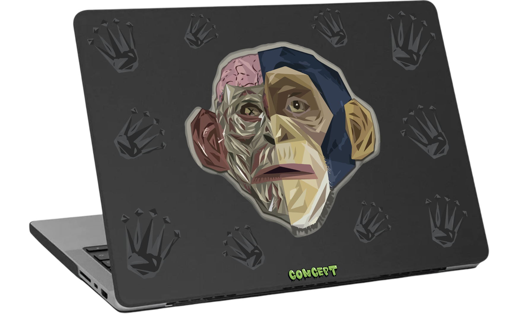 Шкіряний чохол-накладка з принтом Monkey Skull для MacBook Air 13 (2018-2021 M1)