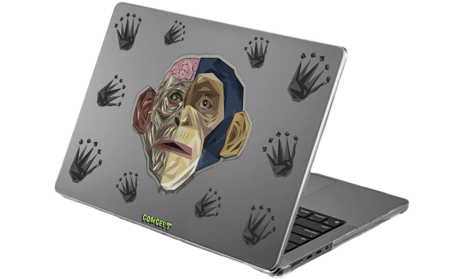Шкіряний чохол-накладка з принтом Monkey Skull для MacBook Air 15 (2023 M3)