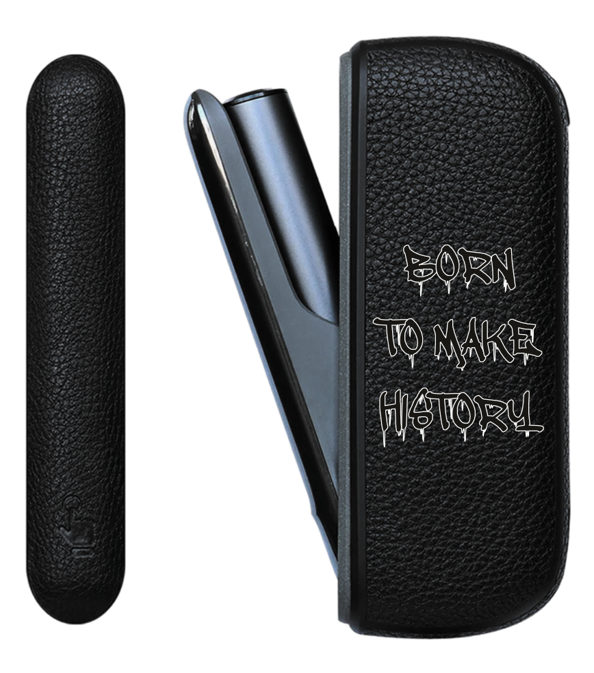 Чохол з боковою панеллю з екошкіри для IQOS ILUMA з принтом Born to make history (black)
