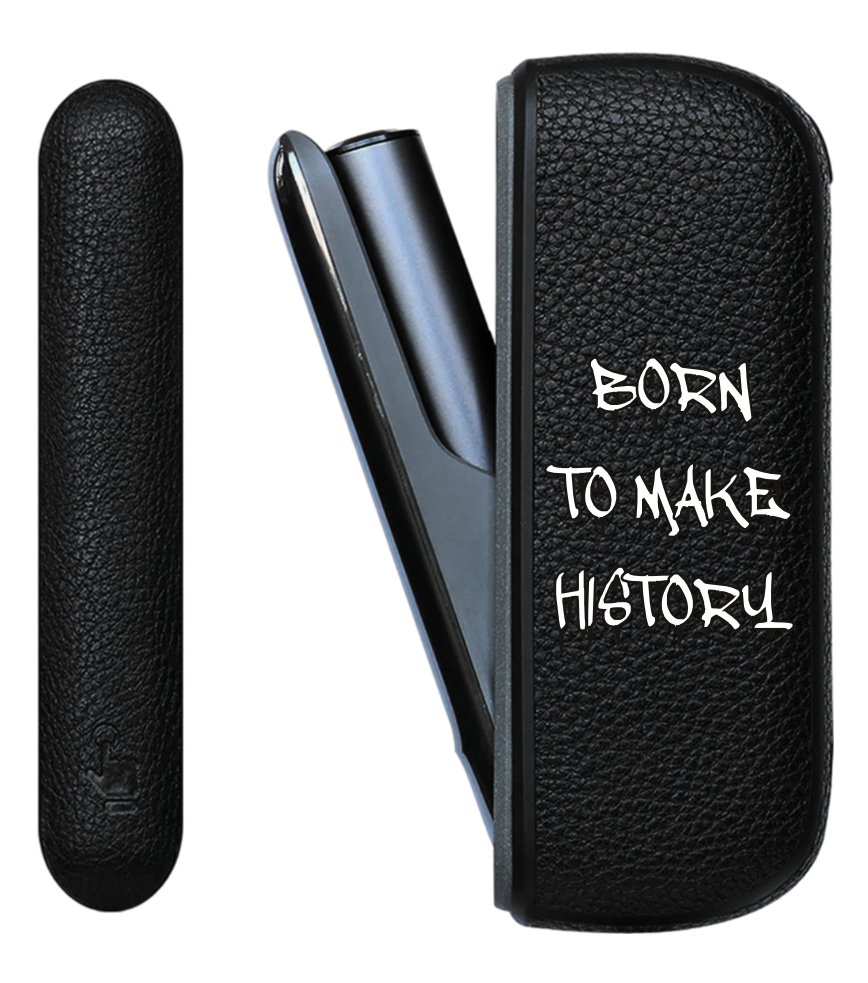 Чохол з боковою панеллю з екошкіри для IQOS ILUMA з принтом Born to make history (white)