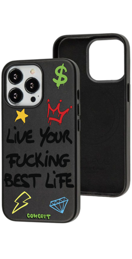Чохол з принтом Live your fucking best live для iPhone 13 | 13 Mini | 13 Pro | 13 Pro Max