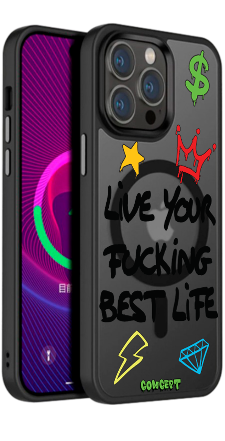 Чохол з принтом Live your fucking best live для iPhone 13 | 13 Mini | 13 Pro | 13 Pro Max
