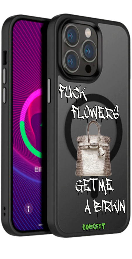 Чохол з принтом Fuck flowers get me a birkin (white) для iPhone 13 | 13 Mini | 13 Pro | 13 Pro Max