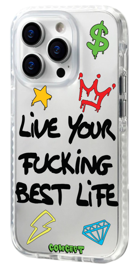 Чохол з принтом Live your fucking best live для iPhone 13 | 13 Mini | 13 Pro | 13 Pro Max