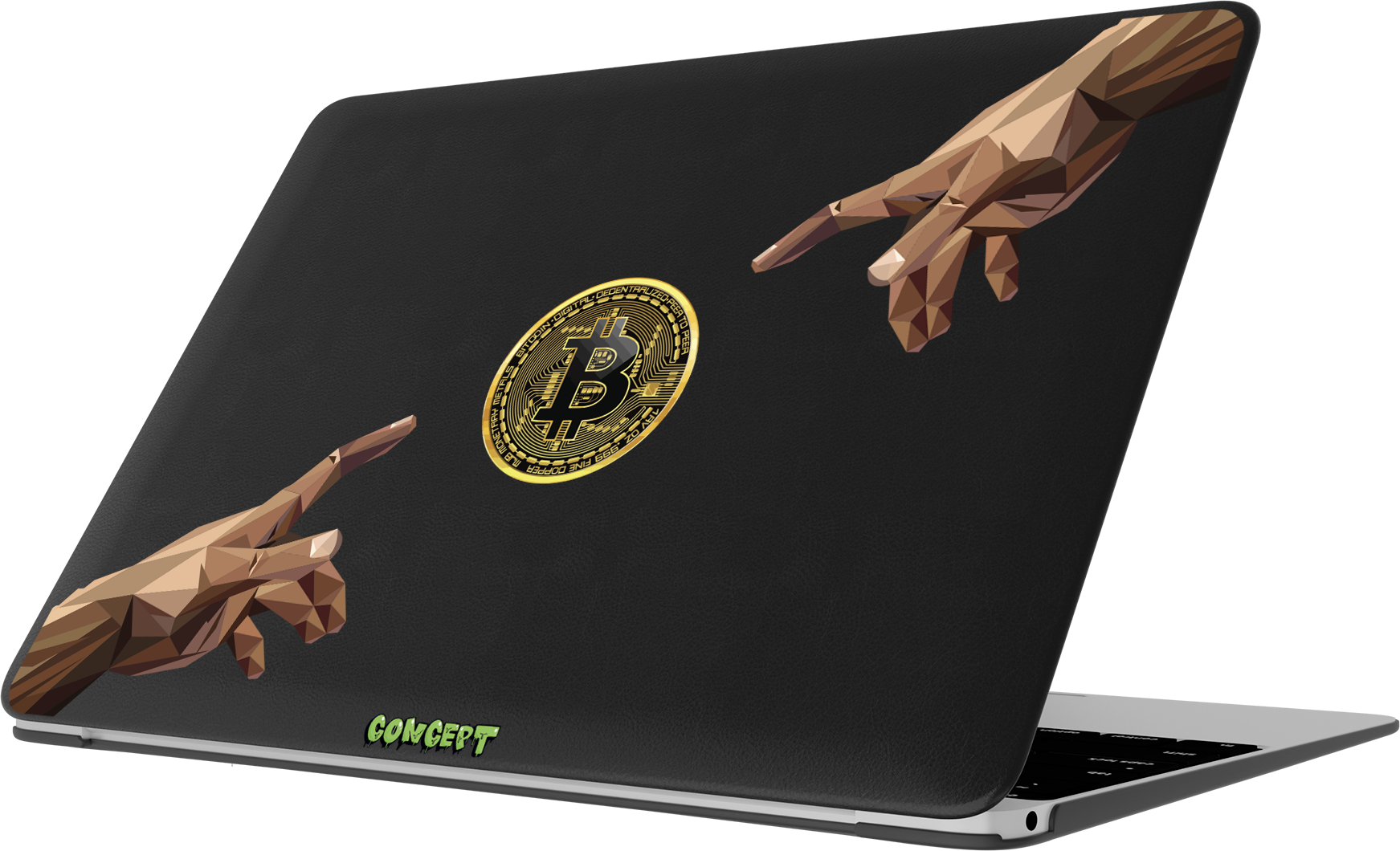 Шкіряний чохол-накладка з принтом Hands Bitcoin для MacBook Pro 14 (2021-2024 M1 M2 M3)