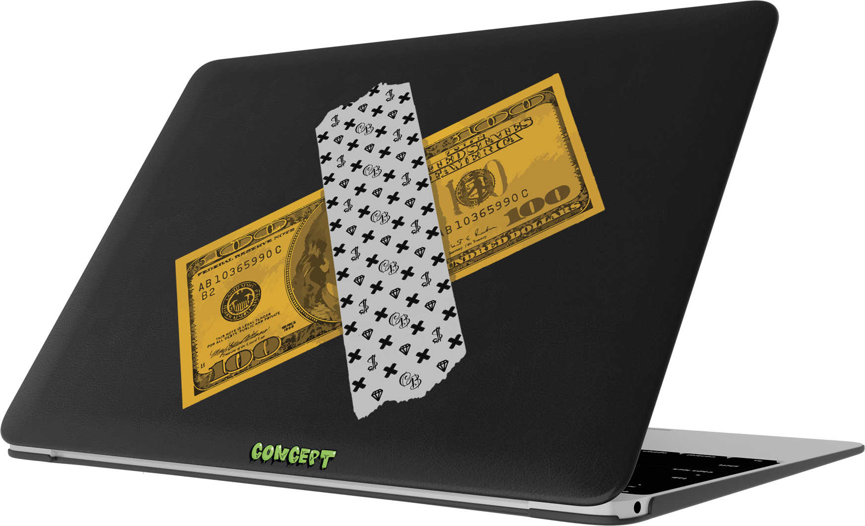 Шкіряний чохол-накладка з принтом Dollar для MacBook Pro 14 (2021-2024 M1 M2 M3)