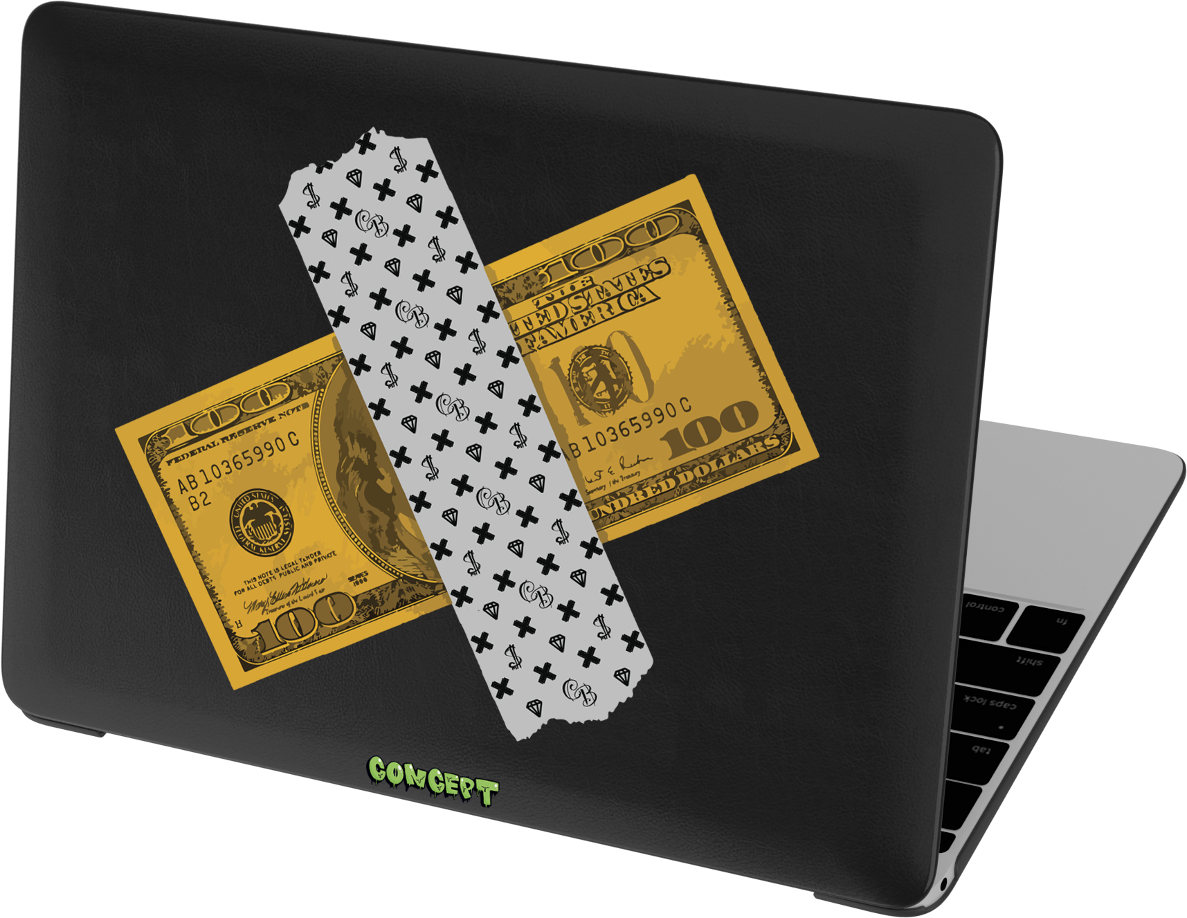 Шкіряний чохол-накладка з принтом Dollar для MacBook Pro 14 (2021-2024 M1 M2 M3)