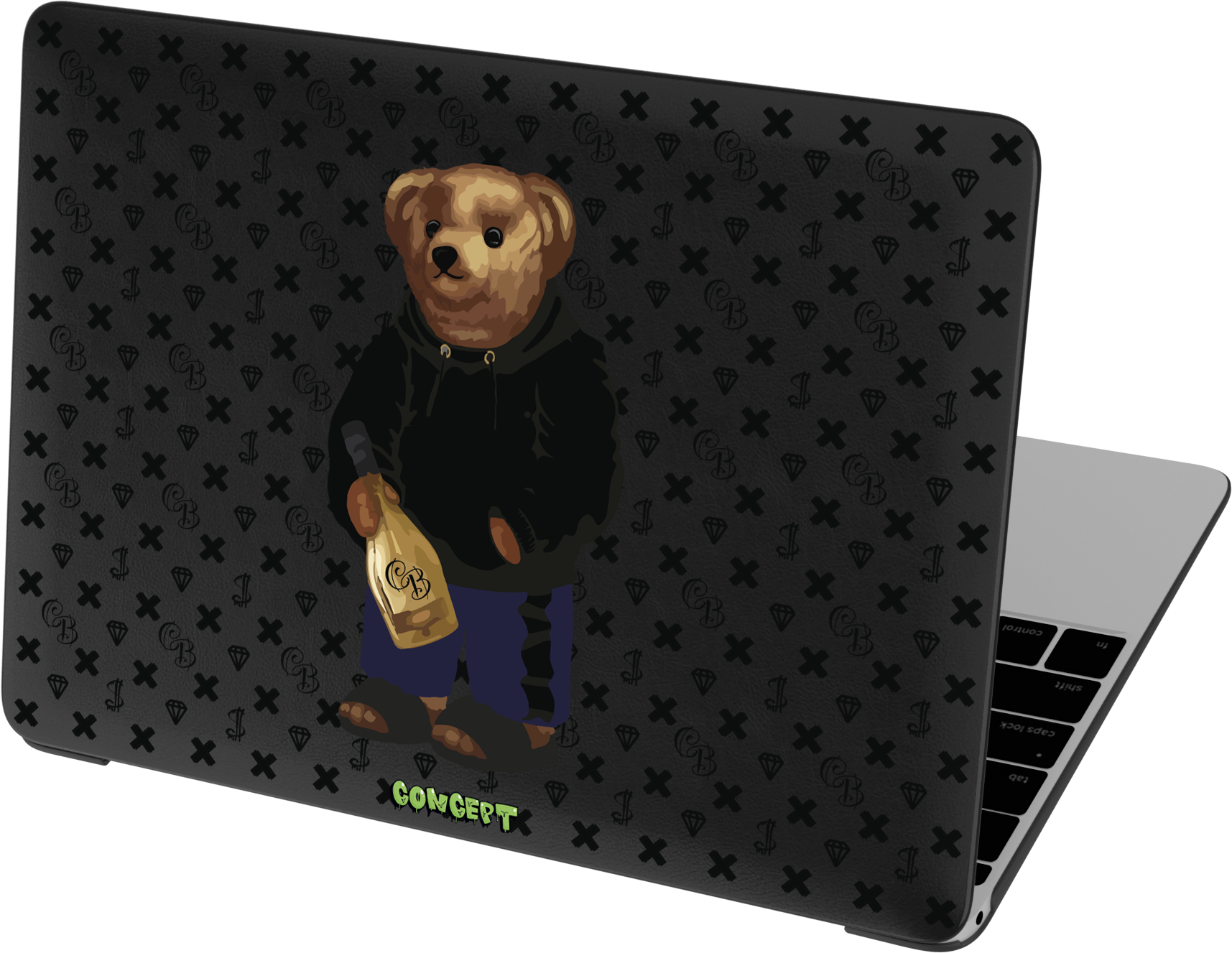 Шкіряний чохол-накладка з принтом Bear Champange для MacBook Air 13.6 (2022 M2)