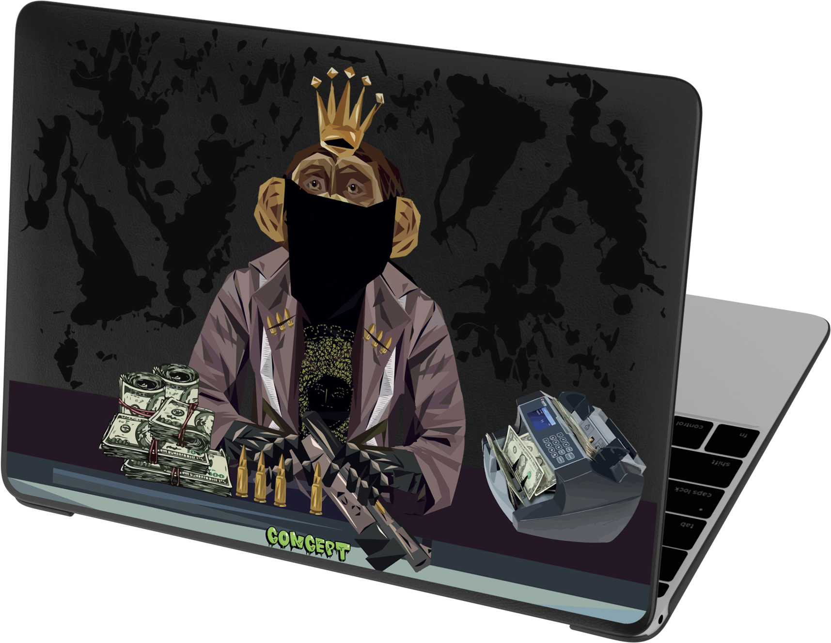 Шкіряний чохол-накладка з принтом Monkey для MacBook Pro 14 (2021-2024 M1 M2 M3)