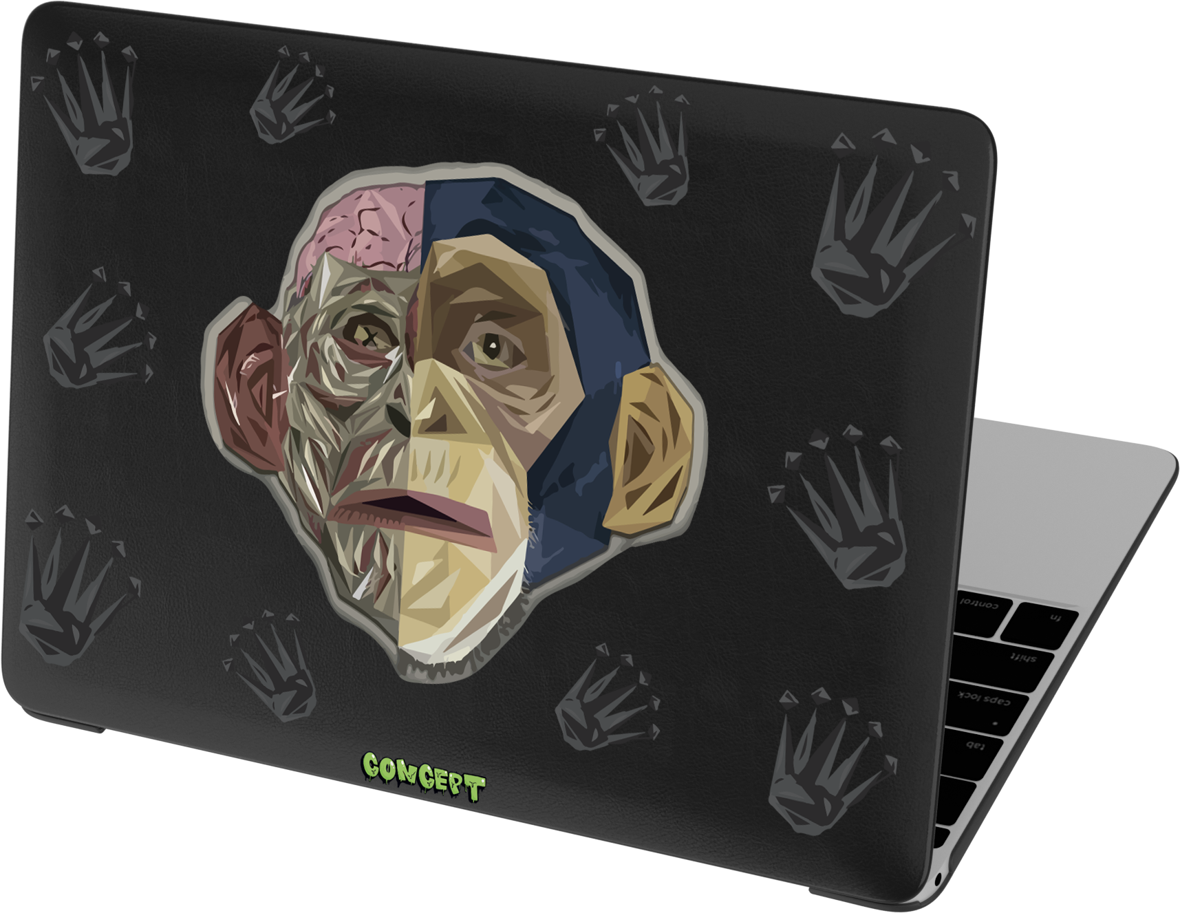 Шкіряний чохол-накладка з принтом Monkey Skull для MacBook Pro 14 (2021-2024 M1 M2 M3)