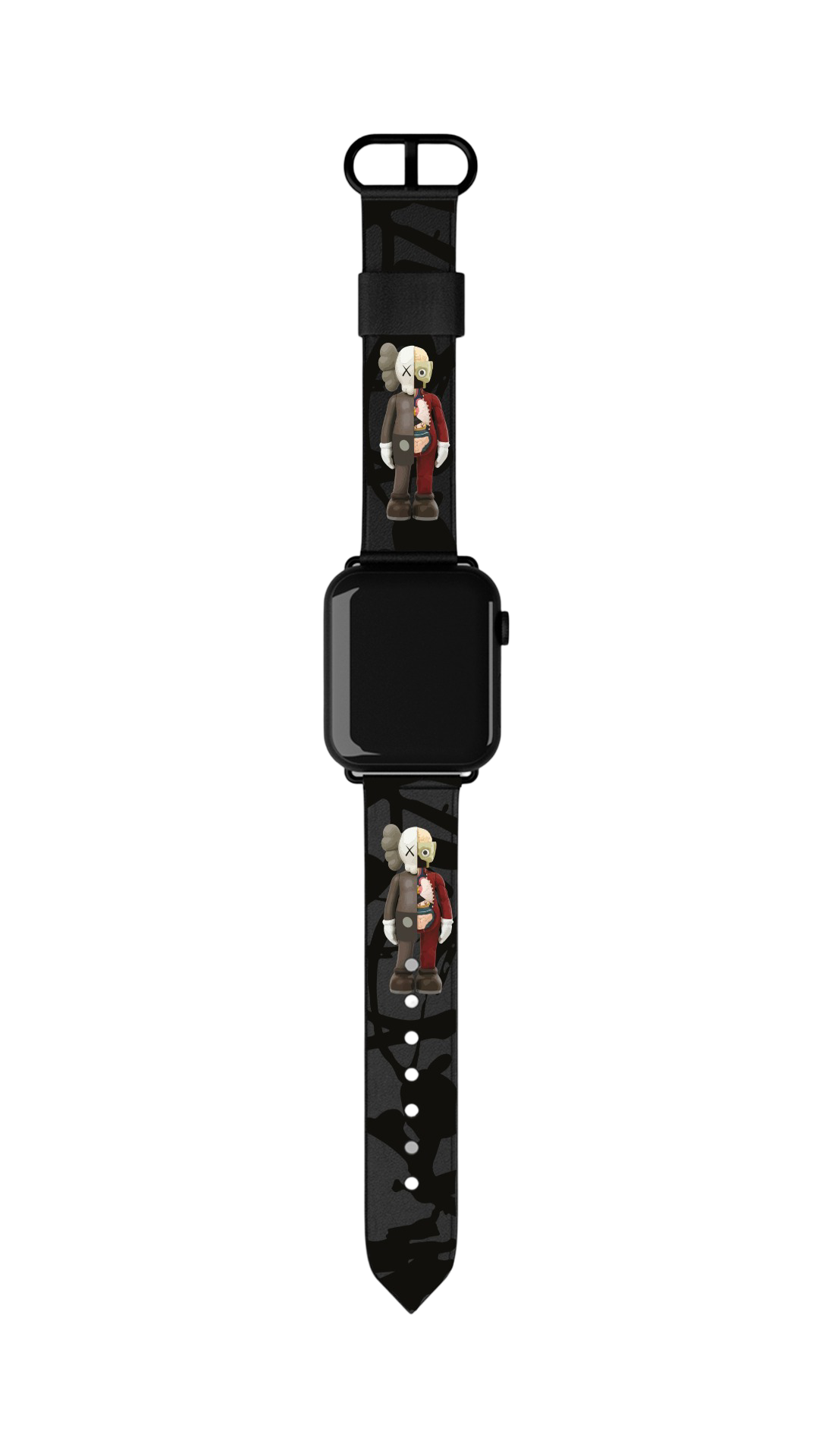 Шкіряний ремінець для Apple Watch 38|40|41 або 42|44|45|49 mm з принтом Kaws