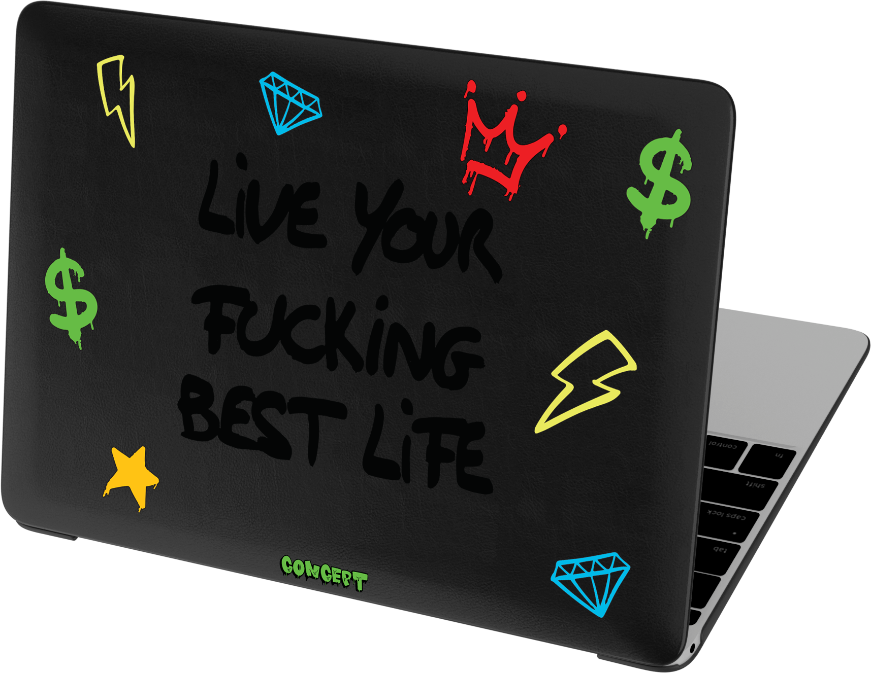 Шкіряний чохол-накладка з принтом Live your fucking best live для MacBook Air 13 (2018-2021 M1)