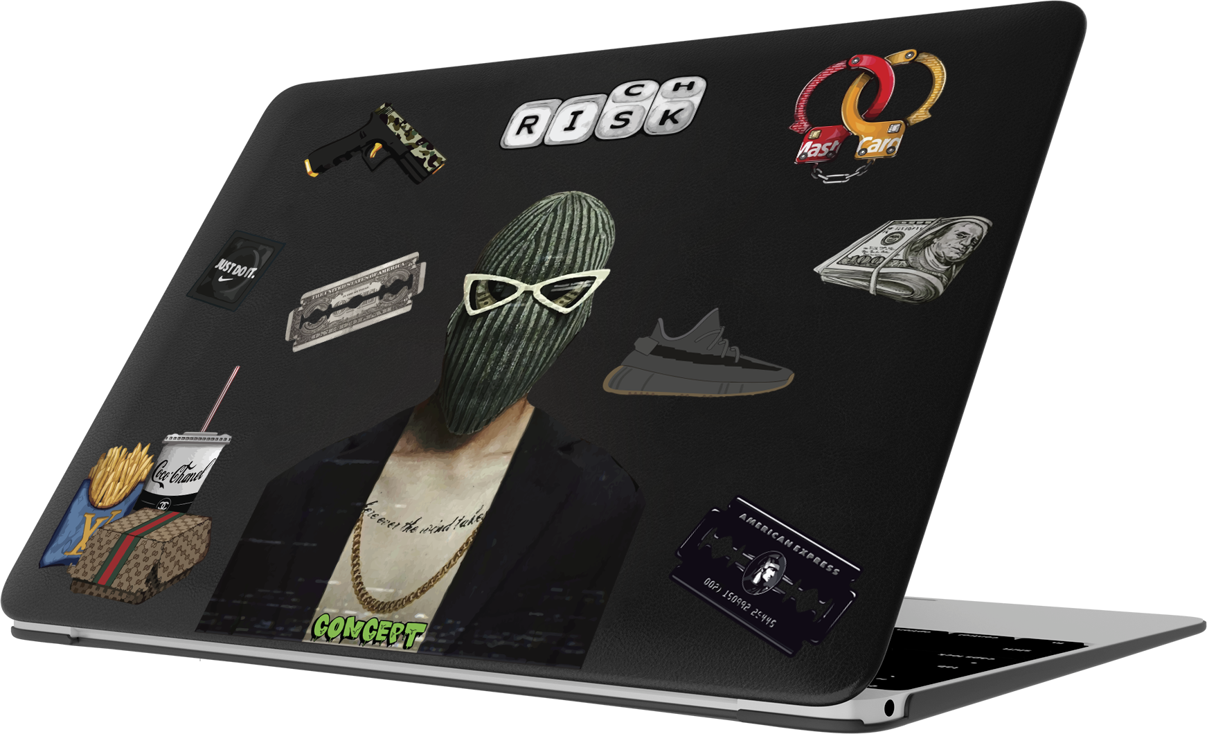 Шкіряний чохол-накладка з принтом Rich risk для MacBook Air 13.6 (2022 M2)