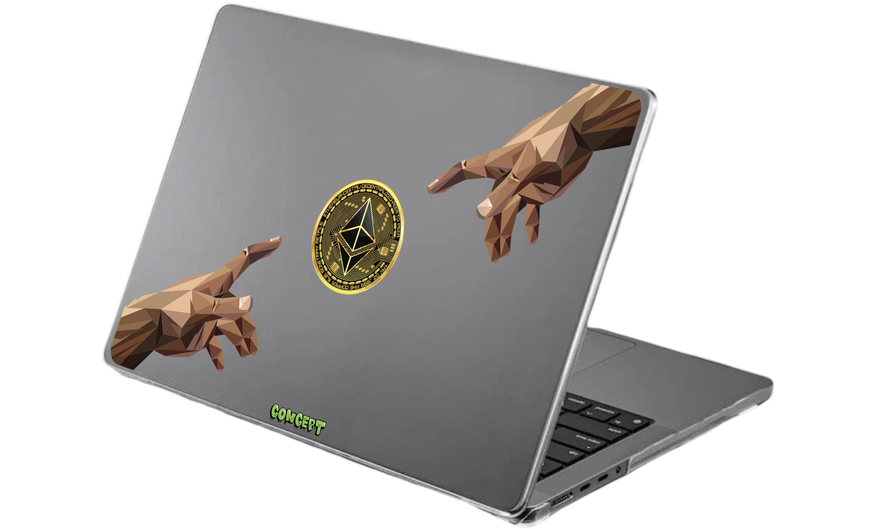 Шкіряний чохол-накладка з принтом Hands Ethereum для MacBook Pro 14 (2021-2024 M1 M2 M3)