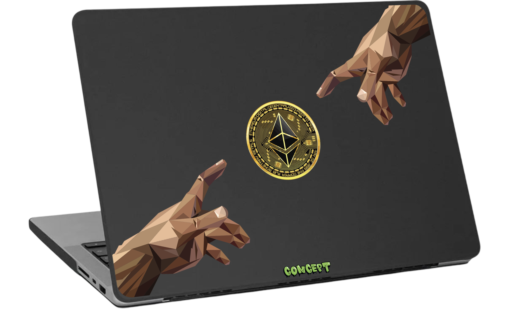 Шкіряний чохол-накладка з принтом Hands Ethereum для MacBook Pro 14 (2021-2024 M1 M2 M3)