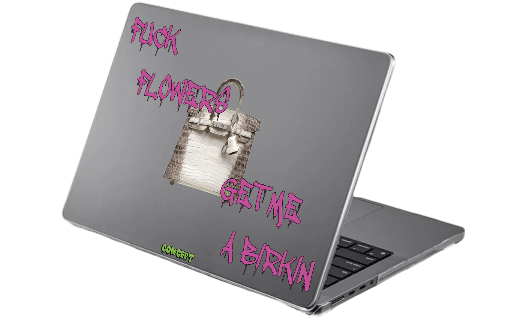 Шкіряний чохол-накладка з принтом Fuck flowers get me a birkin (rose) для MacBook Pro 15 (2016-2019)