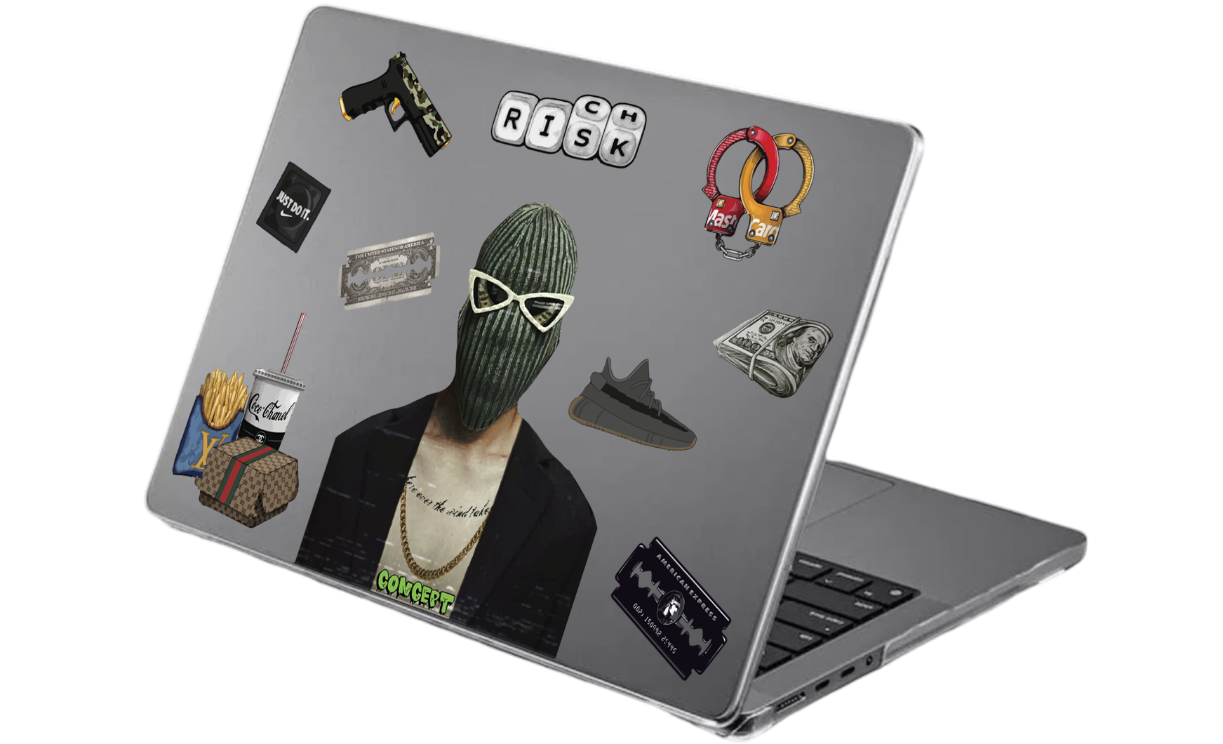 Шкіряний чохол-накладка з принтом Rich risk для MacBook Air 13.6 (2022 M2)