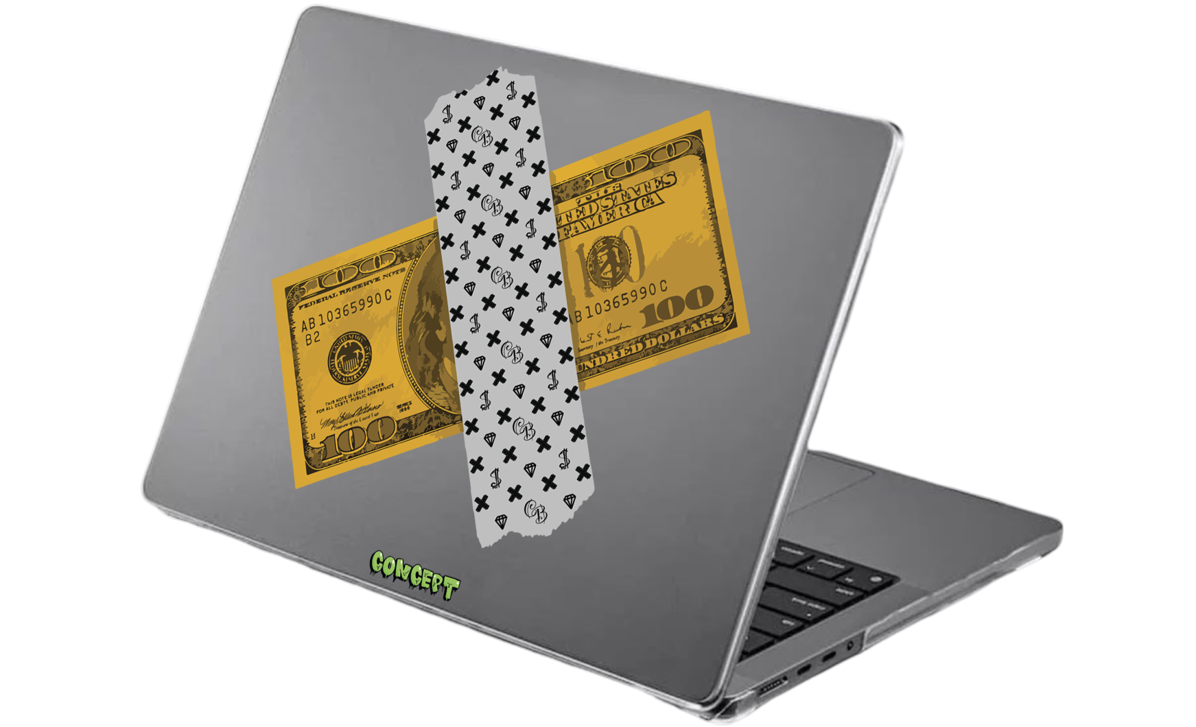 Шкіряний чохол-накладка з принтом Dollar для MacBook Pro 14 (2021-2024 M1 M2 M3)