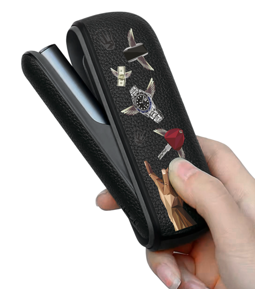 Чохол з боковою панеллю з екошкіри для IQOS ILUMA з принтом Hands Luxury