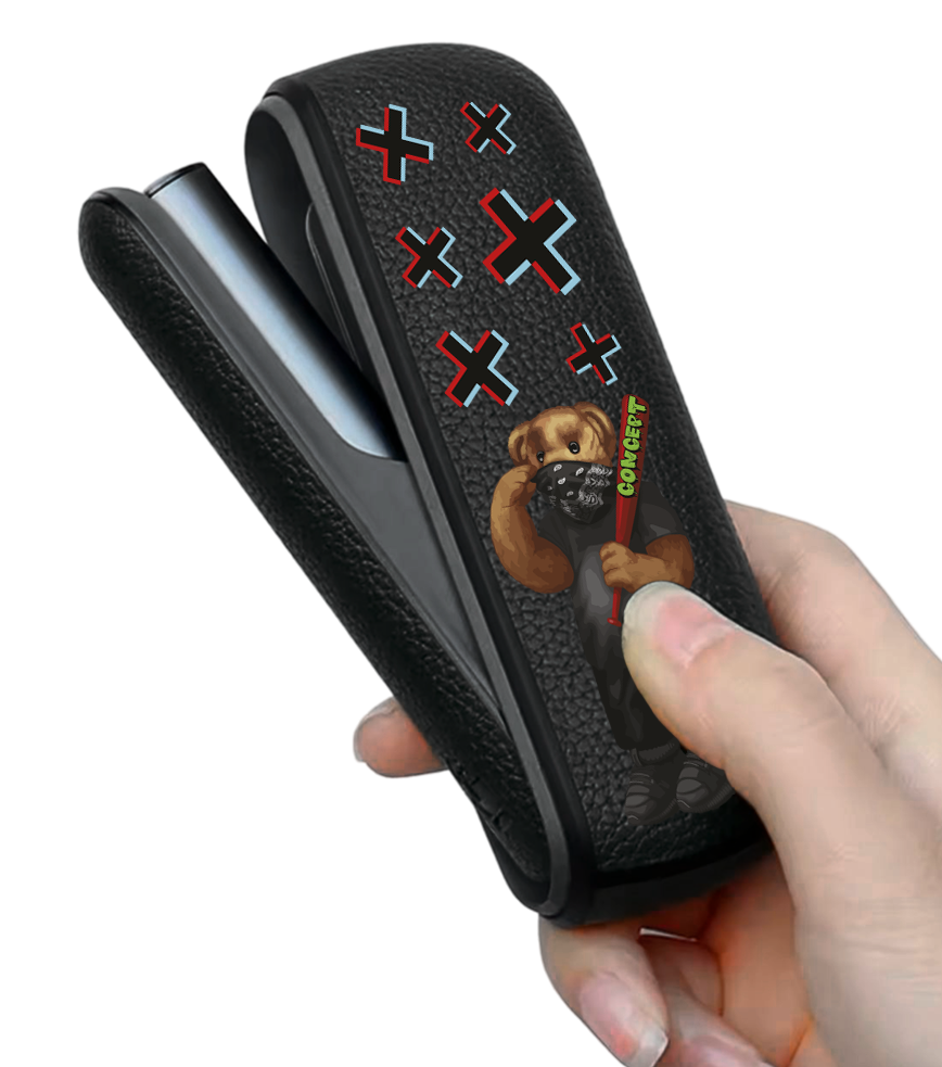 Чохол з боковою панеллю з екошкіри для IQOS ILUMA з принтом Bear Concept