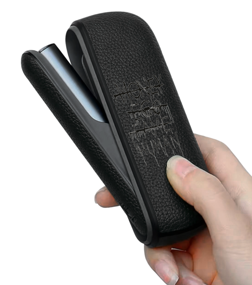 Чохол з боковою панеллю з екошкіри для IQOS ILUMA з принтом Money Ego Fame Human
