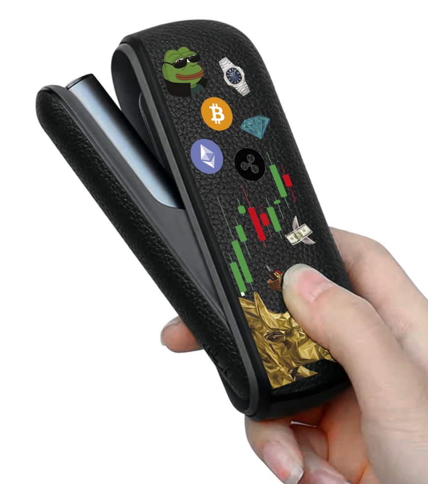 Чохол з боковою панеллю з екошкіри для IQOS ILUMA з принтом Crypto