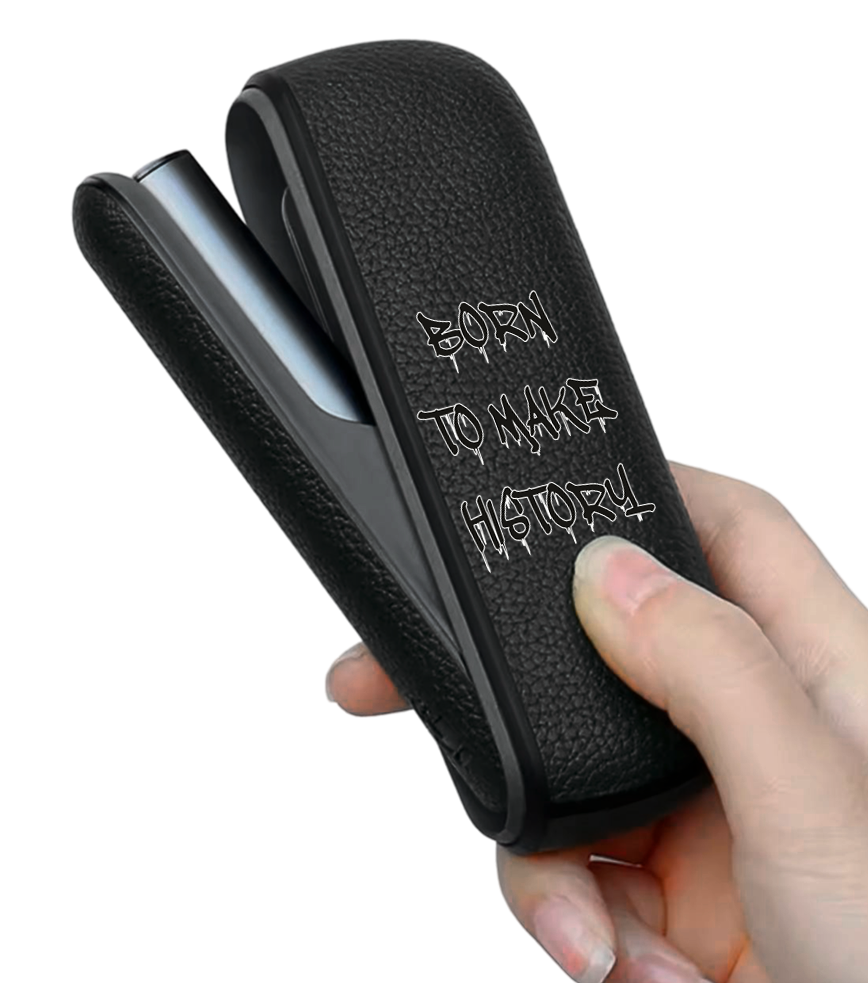 Чохол з боковою панеллю з екошкіри для IQOS ILUMA з принтом Born to make history (black)