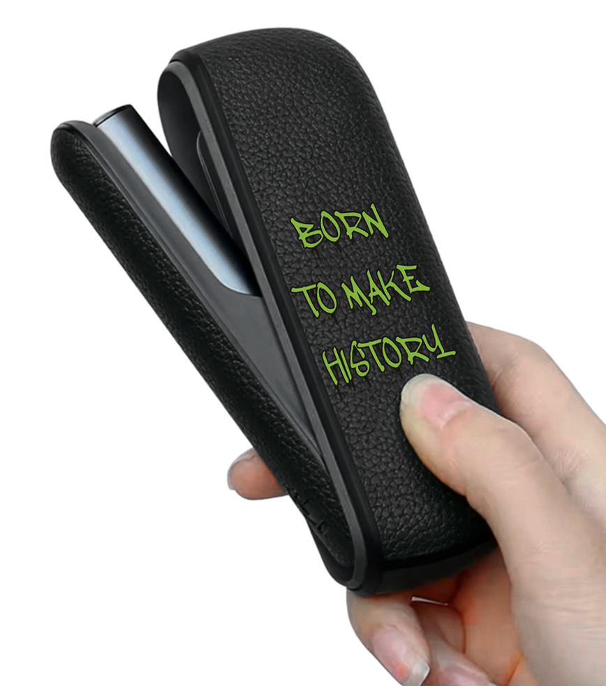 Чохол з боковою панеллю з екошкіри для IQOS ILUMA з принтом Born to make history (green)