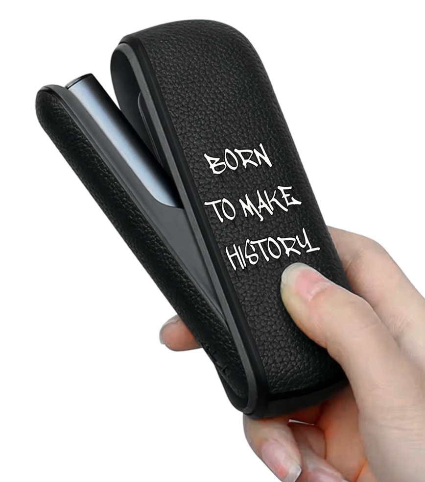 Чохол з боковою панеллю з екошкіри для IQOS ILUMA з принтом Born to make history (white)